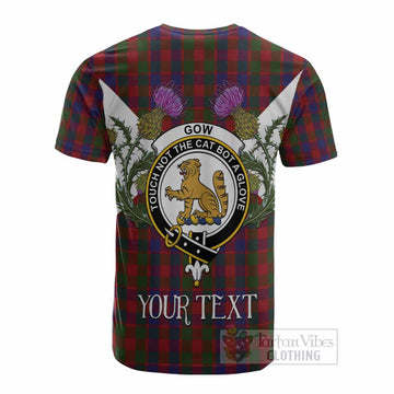 Gow Tartan Family Crest Cotton T-shirt Scottish Burns Night Thistle Floral