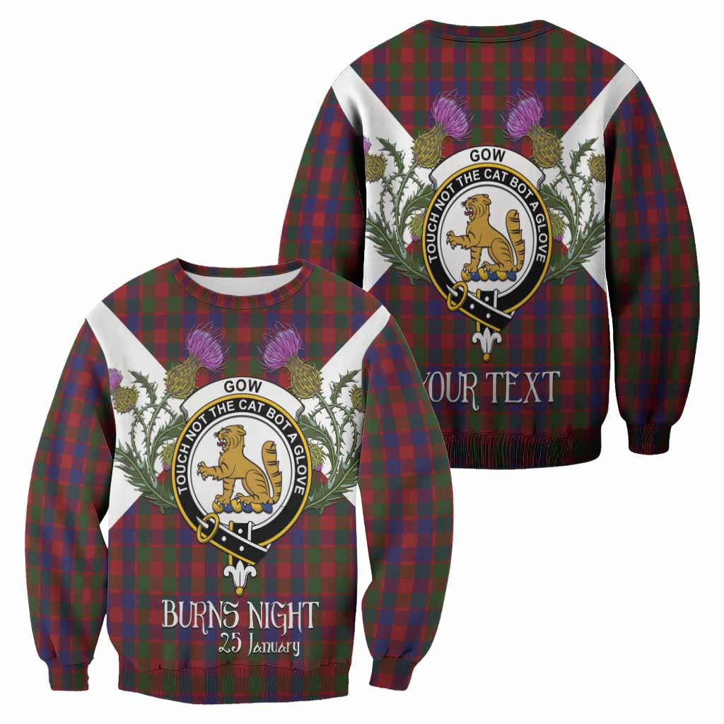 Gow Tartan Family Crest Sweatshirt Scottish Burns Night Thistle Floral