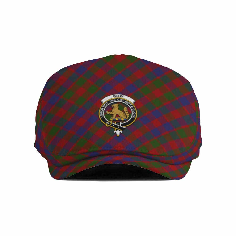 Gow Tartan Flat Cap, Jeff Cap Cross Style with Family Crest - Tartan Vibes Clothing