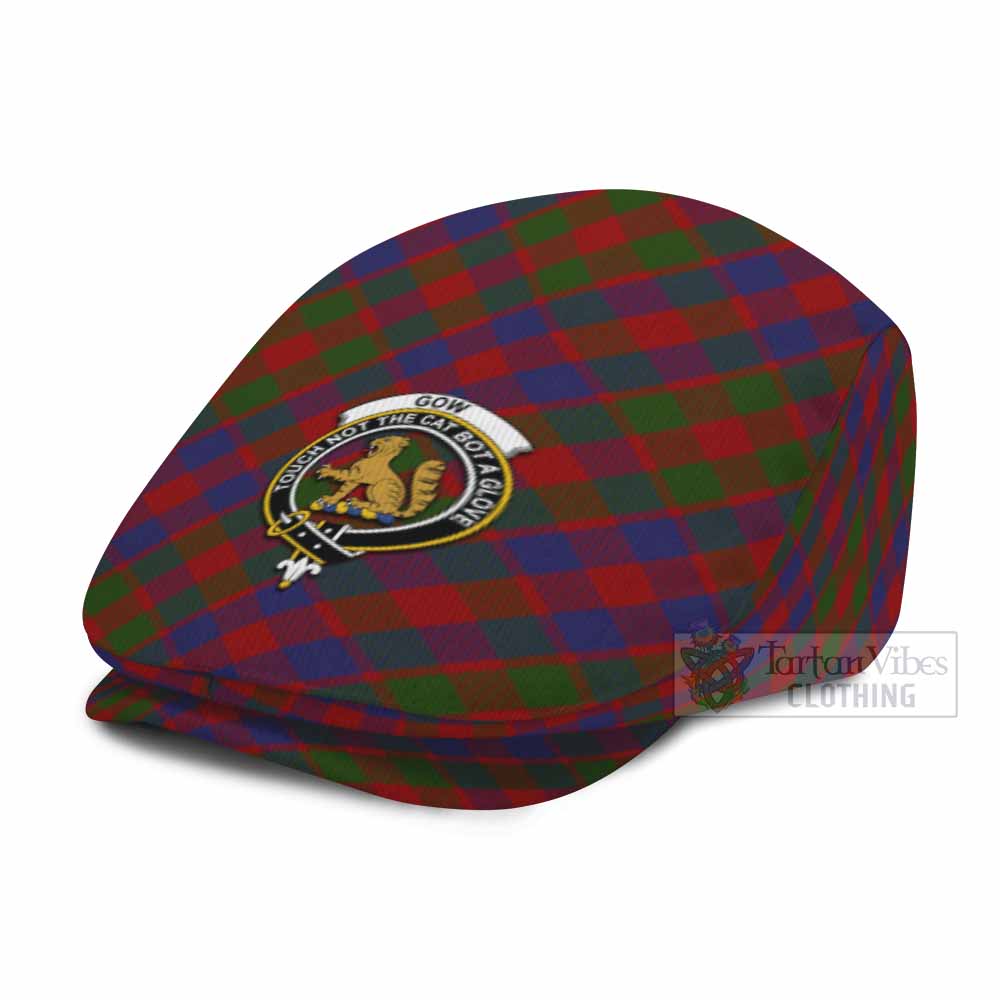 Gow Tartan Flat Cap, Jeff Cap Cross Style with Family Crest - Tartan Vibes Clothing