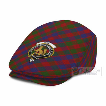 Gow Tartan Flat Cap, Jeff Cap Cross Style with Family Crest