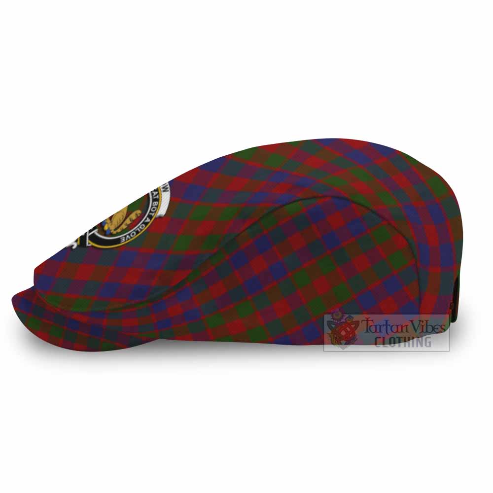 Gow Tartan Flat Cap, Jeff Cap Cross Style with Family Crest - Tartan Vibes Clothing