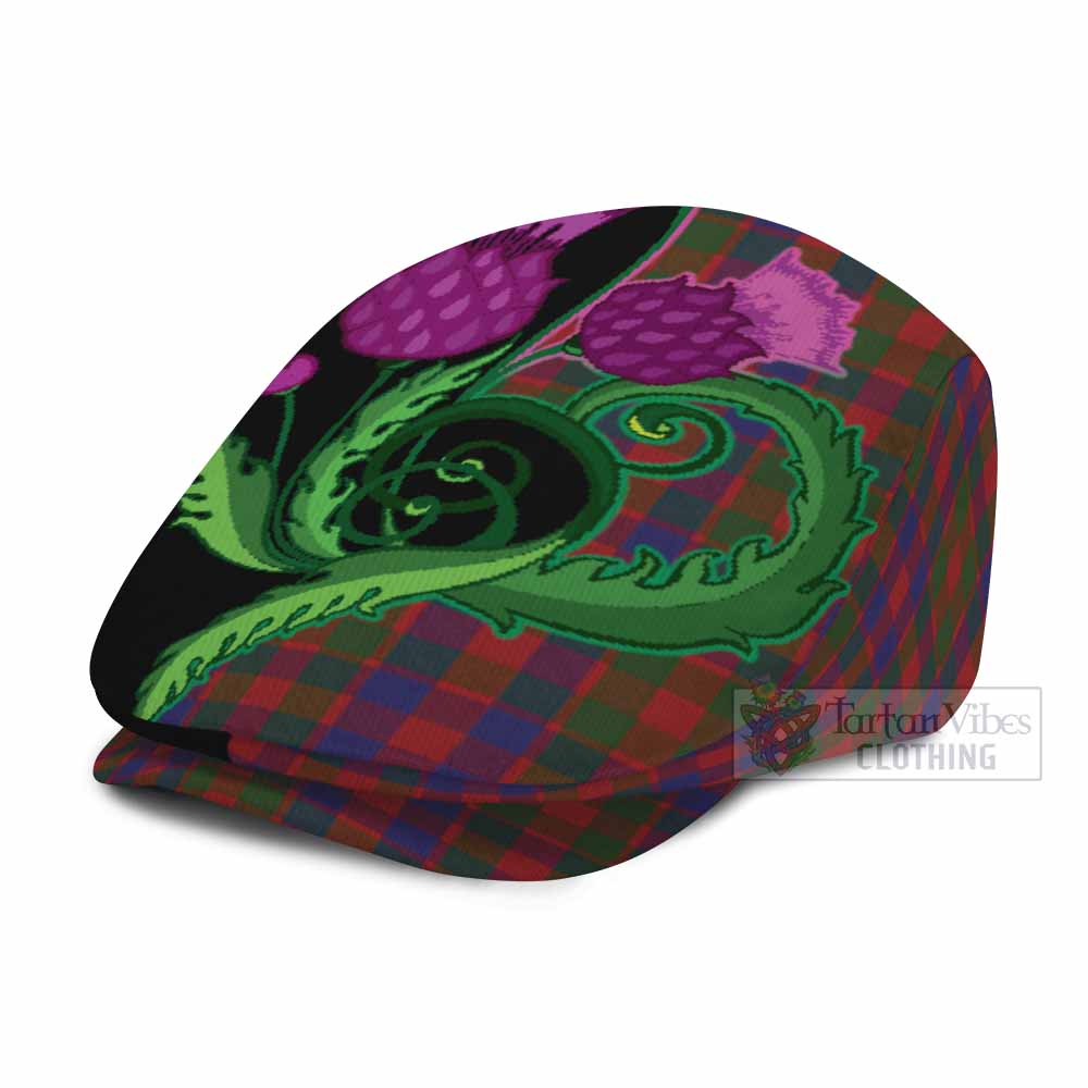 Gow Tartan Flat Cap, Jeff Cap Traditional Scottish Thistle