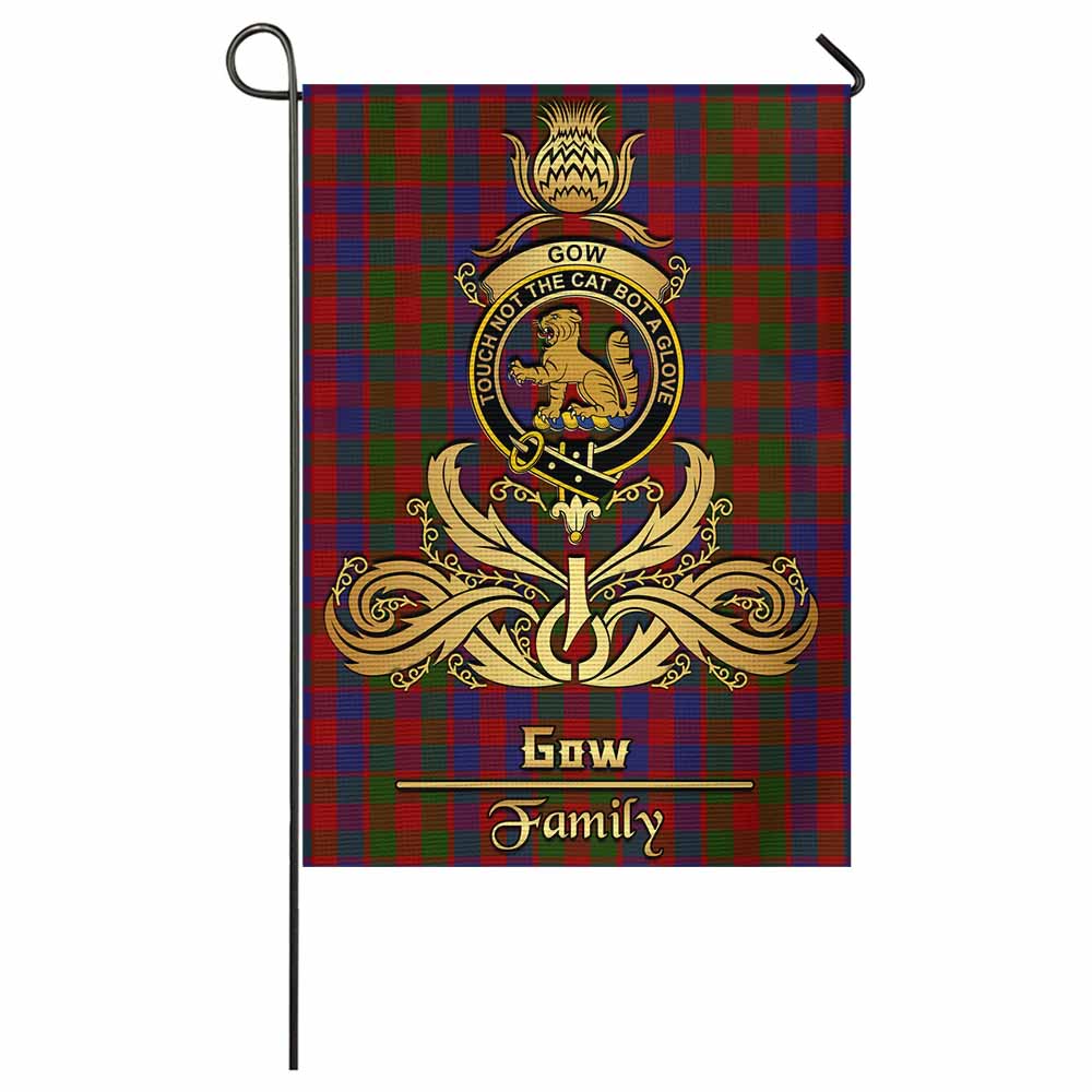 Gow Tartan Garden Flag with Highland Thistle Cherish Family Crest Style - Tartan Vibes Clothing