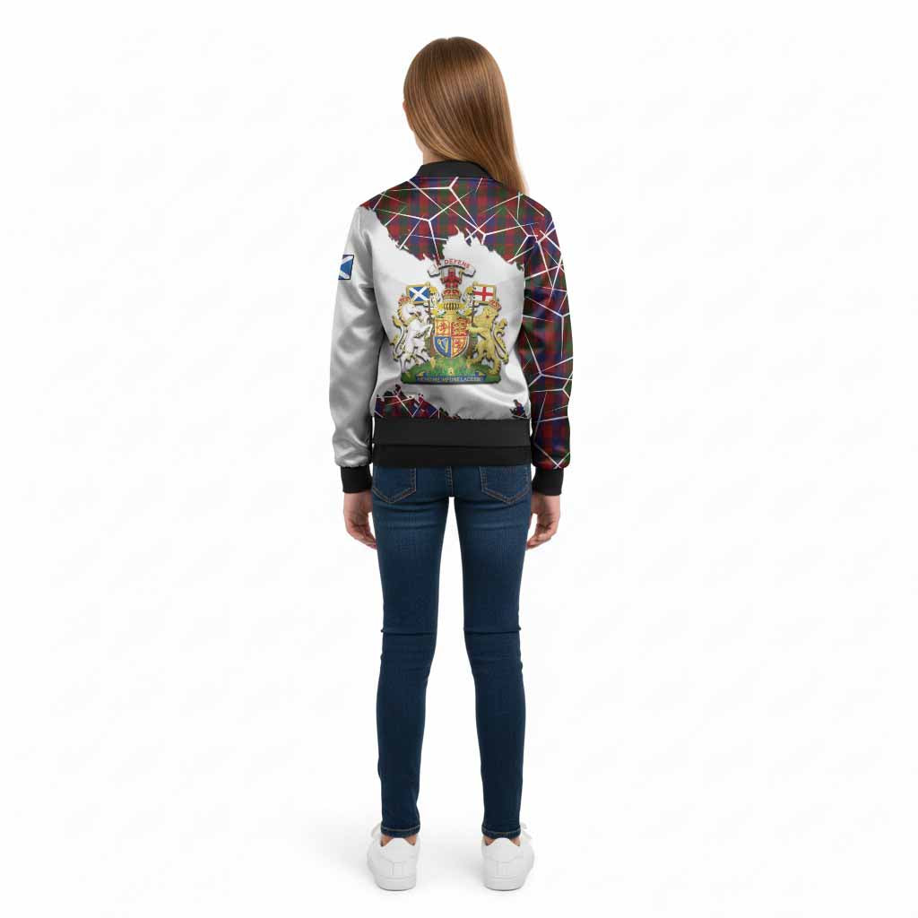 Gow Tartan Kid Bomber Jacket with Family Crest and Lion Rampant Grunge Style