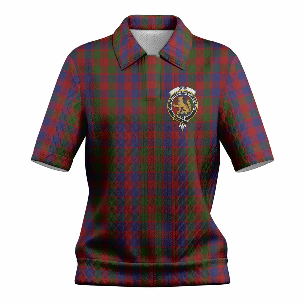 Gow Tartan Women’s Polo Sweater Top with Family Crest