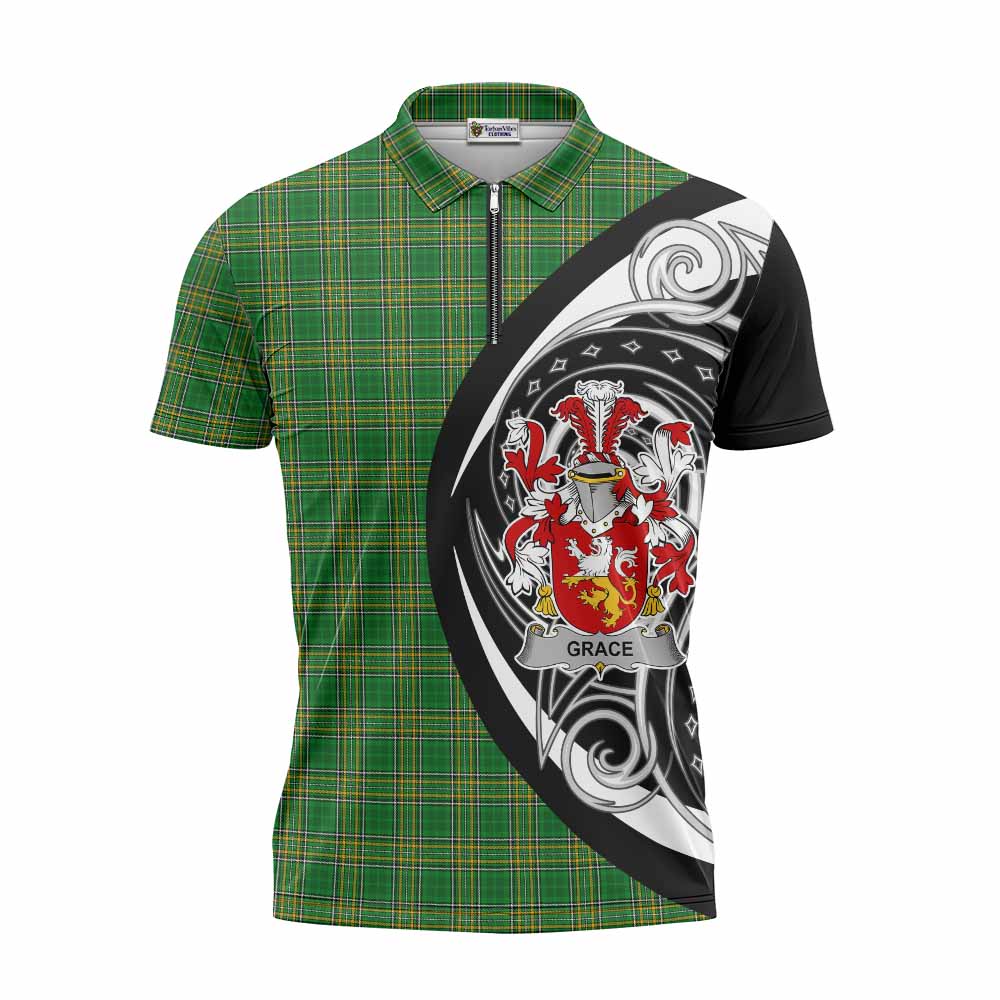 Grace Irish Clan Zipper Polo Shirt Celtic Circle Style Unisex - Tartan Vibes Clothing
