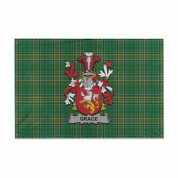 Grace Irish Clan Tartan House Flag with Coat of Arms
