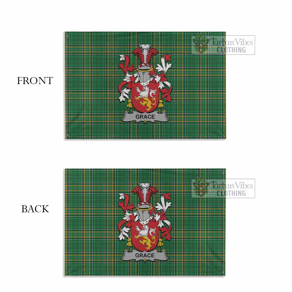 Tartan Vibes Clothing Grace Irish Clan Tartan House Flag with Coat of Arms