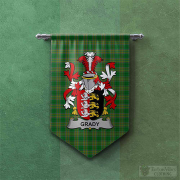 Grady Irish Clan Tartan Gonfalon, Tartan Banner with Coat of Arms