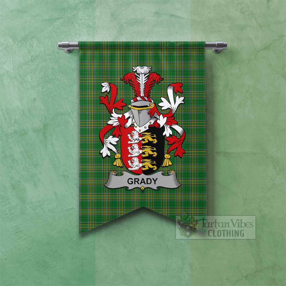 Tartan Vibes Clothing Grady Irish Clan Tartan Gonfalon, Tartan Banner with Coat of Arms