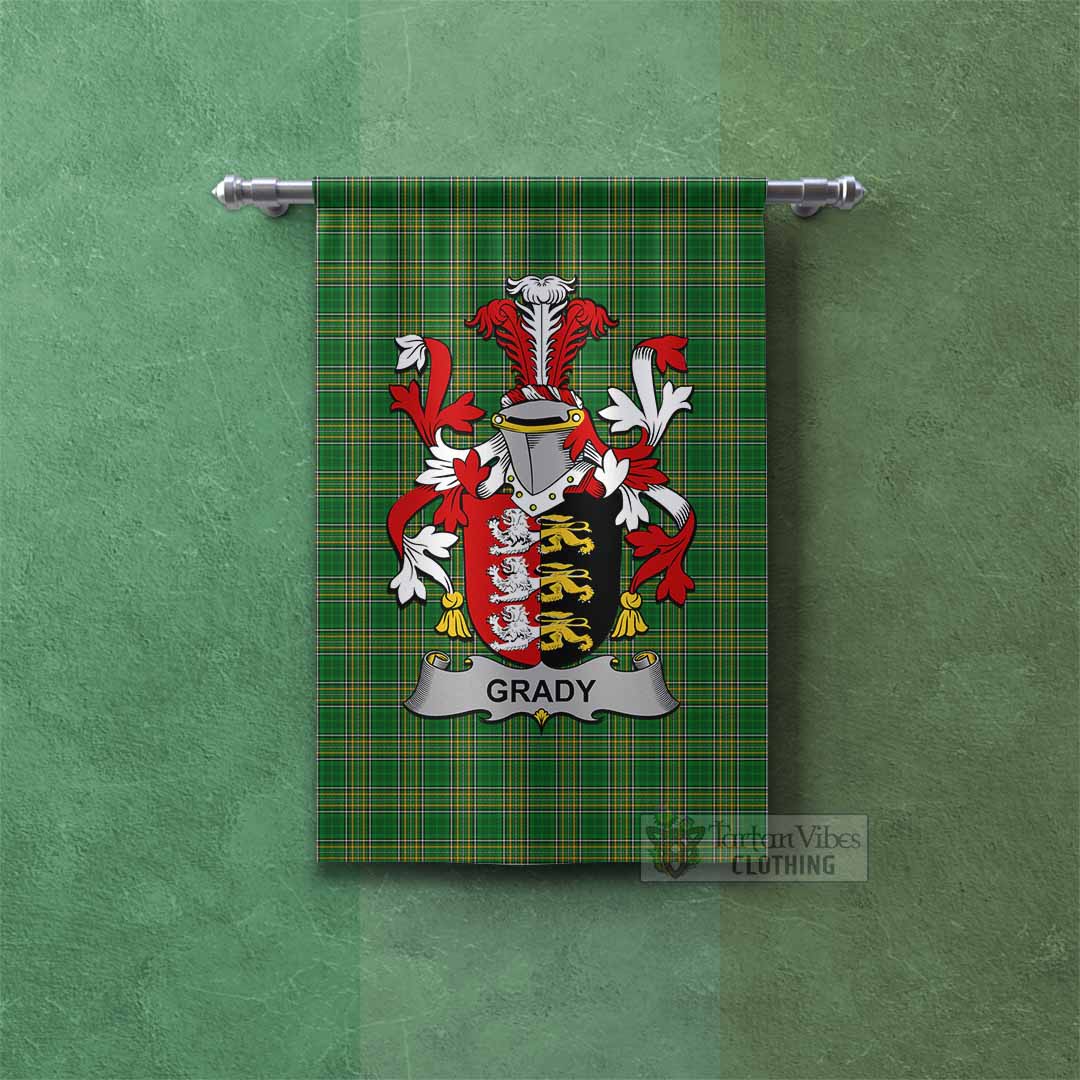 Tartan Vibes Clothing Grady Irish Clan Tartan Gonfalon, Tartan Banner with Coat of Arms