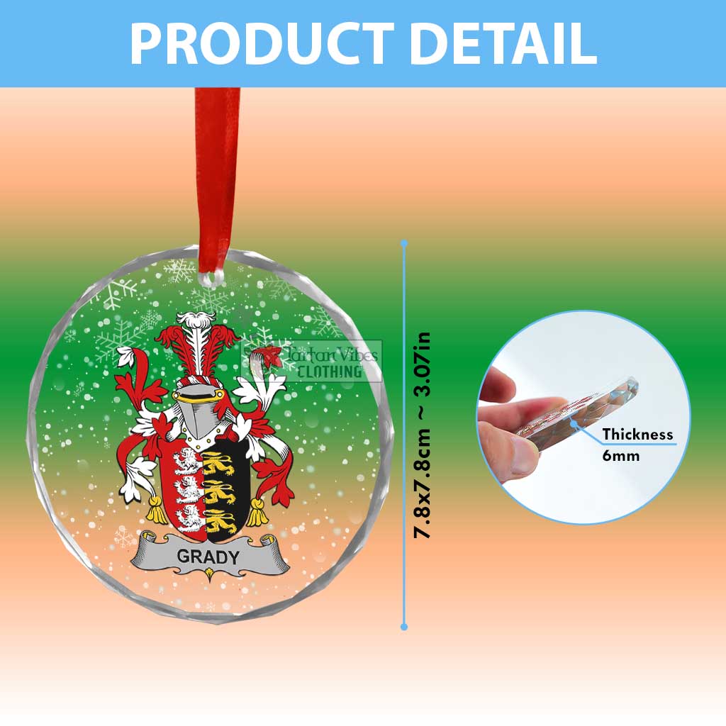 Tartan Vibes Clothing Grady Irish Clan Christmas Glass Ornament with Coat of Arms