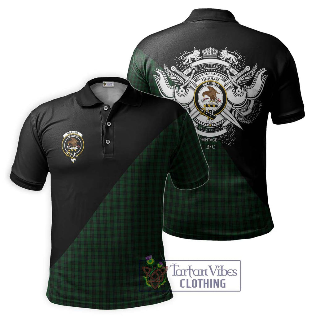 Graham Tartan Polo Shirt with Family Crest and Military Logo Style Kid - Tartanvibesclothing Shop