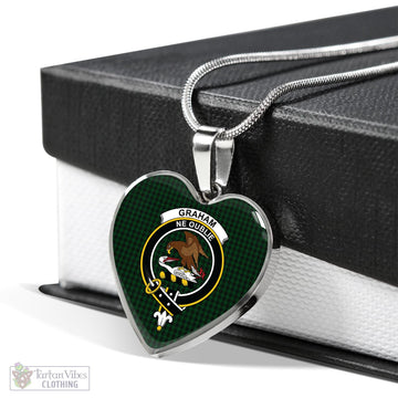 Graham Tartan Heart Necklace with Family Crest