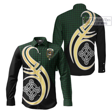 Graham Tartan Long Sleeve Button Shirt with Family Crest and Celtic Symbol Style Men's Shirt S - Tartan Vibes Clothing