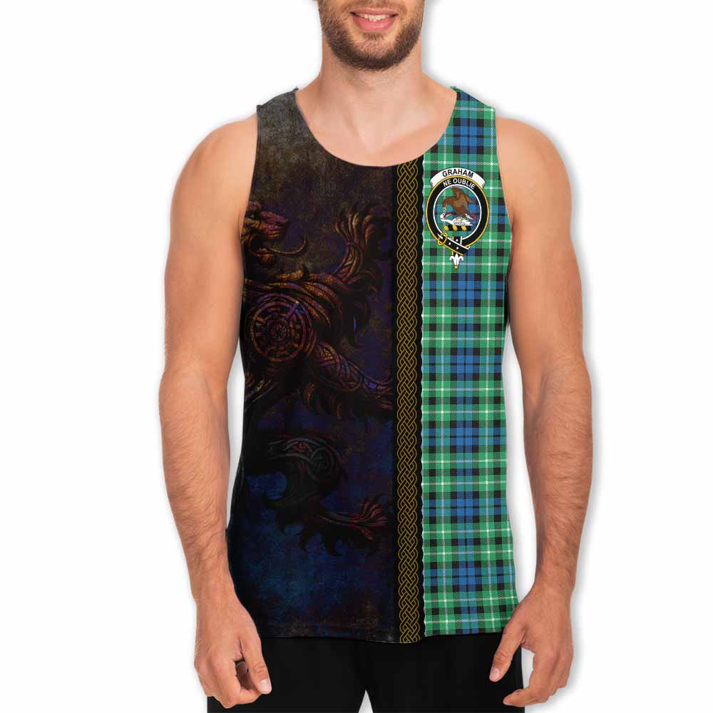 Tartan Vibes Clothing Graham Tartan Family Crest Men's Tank Top Alba Gu Brath Be Brave Lion Ancient Style