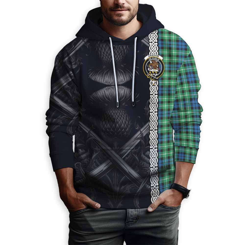Tartan Vibes Clothing Graham Tartan Hoodie with Family Crest Cross Sword Thistle Celtic Vibes