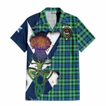 Tartan Vibes Clothing Graham Tartan Family Crest Short Sleeve Button Shirt Scottish Thistle Celtic Inspired