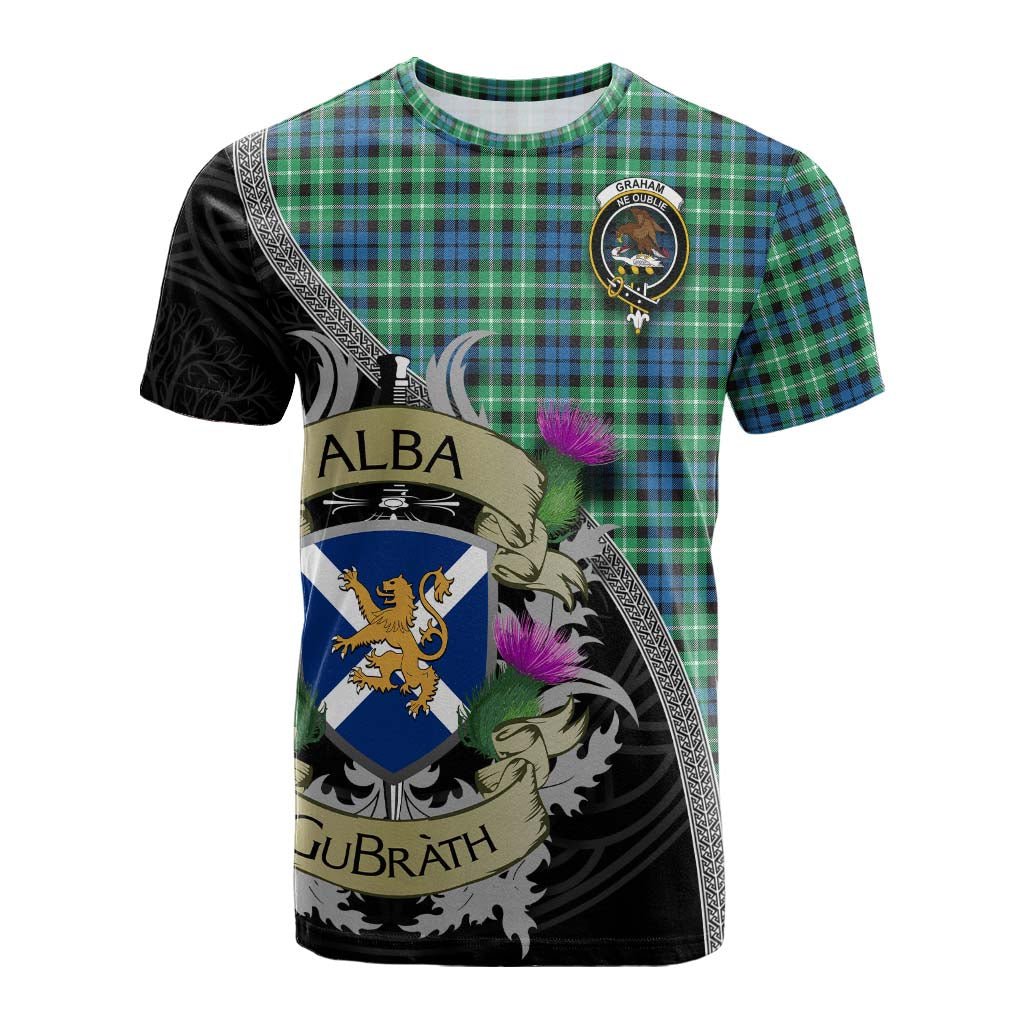 Tartan Vibes Clothing Graham Tartan Family Crest Cotton T-shirt Lion Rampant Royal Thistle Shield Celtic Inspired