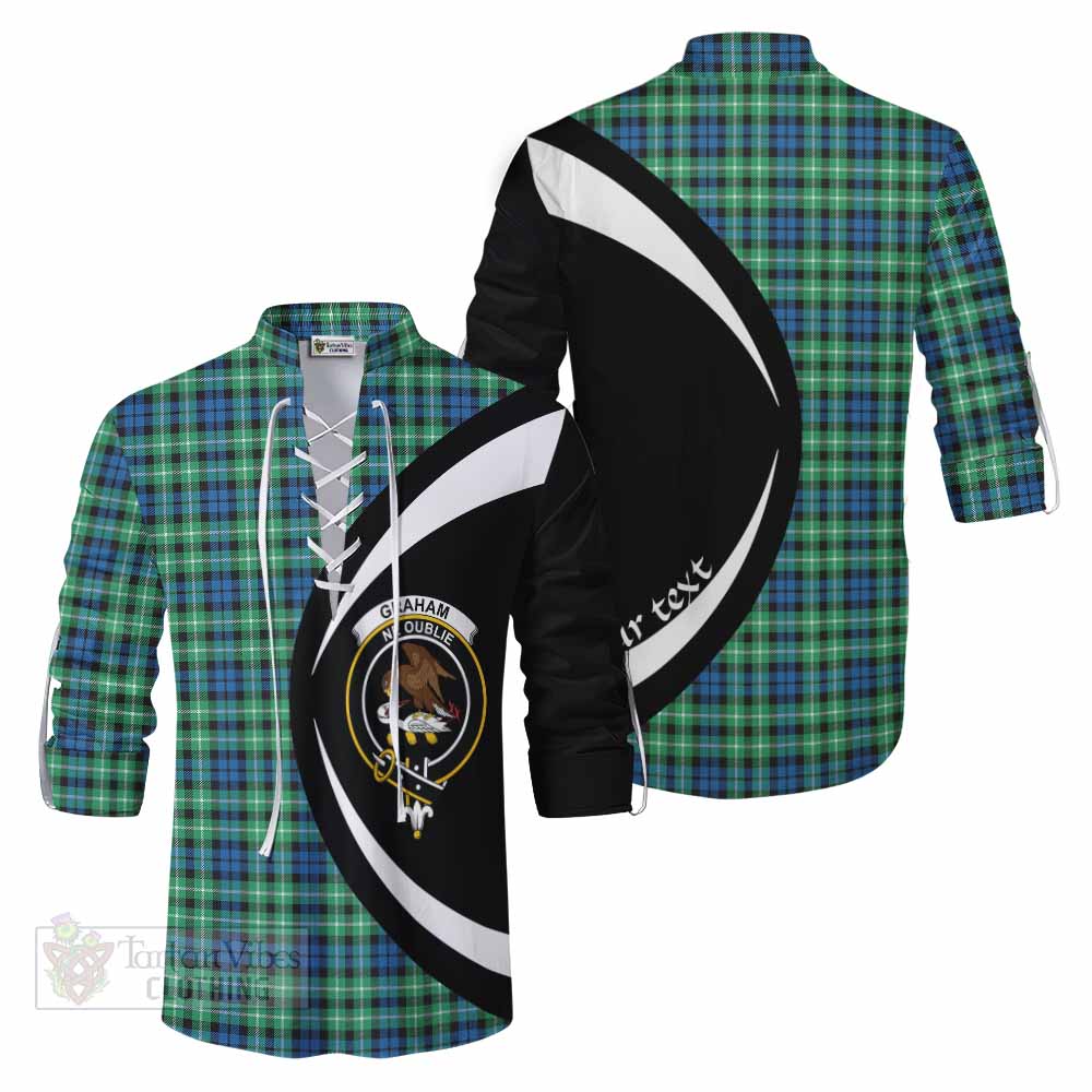 Tartan Vibes Clothing Graham Tartan Ghillie Kilt Shirt with Family Crest Circle Style