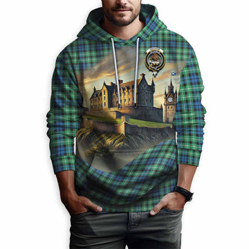 Graham Tartan Family Crest Hoodie with Scottish Ancient Castle Style