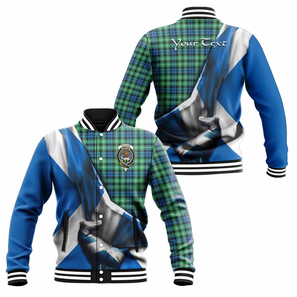 Tartan Vibes Clothing Graham Tartan Baseball Jacket with Family Crest Scotland Patriotic Style