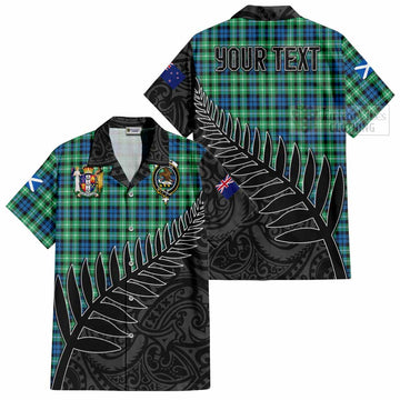 Graham Crest Tartan Hawaiian Shirt with New Zealand Silver Fern Half Style
