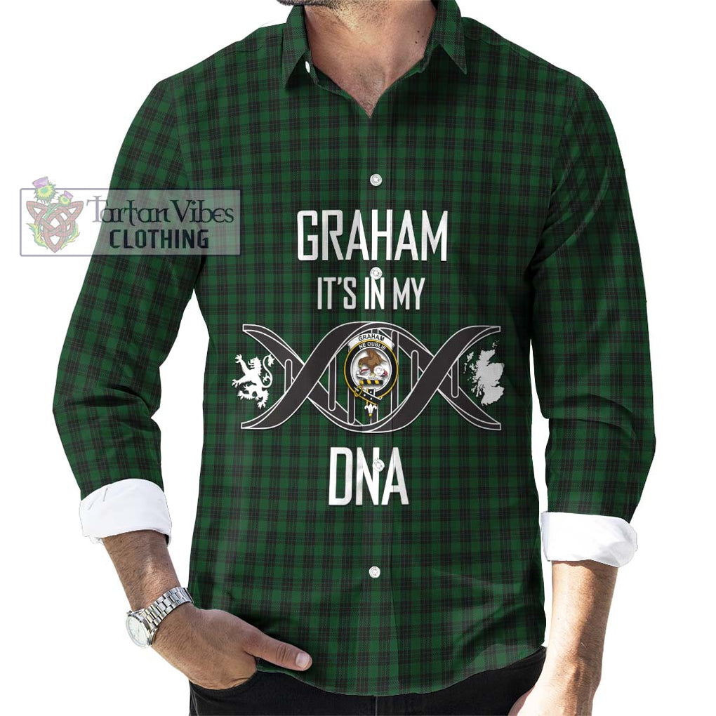 Graham Tartan Long Sleeve Button Shirt with Family Crest DNA In Me Style Men's Shirt S - Tartanvibesclothing Shop