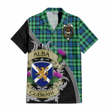 Tartan Vibes Clothing Graham Tartan Family Crest Short Sleeve Button Shirt Lion Rampant Royal Thistle Shield Celtic Inspired