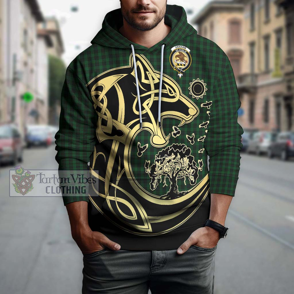 Graham Tartan Hoodie with Family Crest Celtic Wolf Style Zip Hoodie - Tartan Vibes Clothing