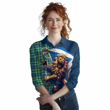 Tartan Vibes Clothing Graham Tartan Family Crest Women's Casual Shirt with Scottish Majestic Lion