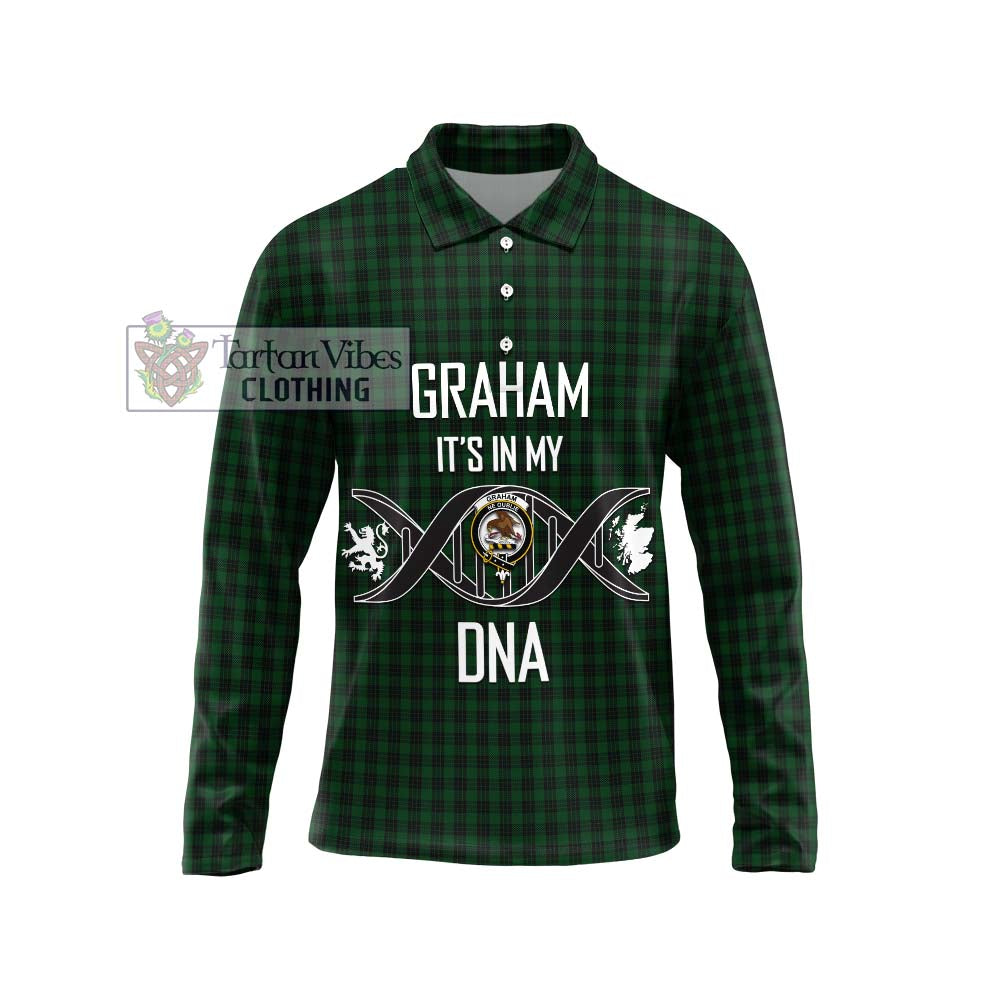 Graham Tartan Long Sleeve Polo Shirt with Family Crest DNA In Me Style Unisex - Tartanvibesclothing Shop