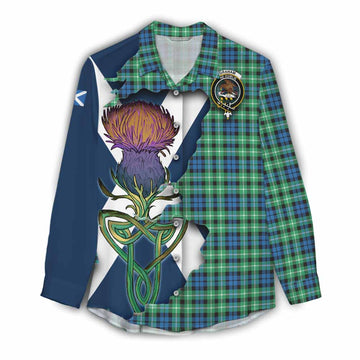 Tartan Vibes Clothing Graham Tartan Family Crest Women's Casual Shirt Scottish Thistle Celtic Inspired