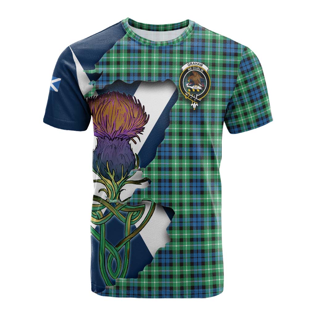 Tartan Vibes Clothing Graham Tartan Family Crest Cotton T-shirt Scottish Thistle Celtic Inspired