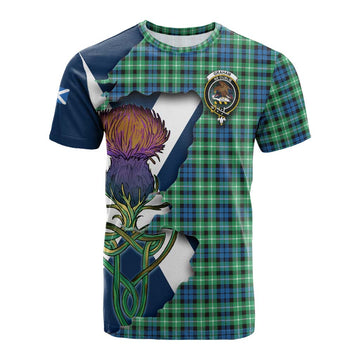 Tartan Vibes Clothing Graham Tartan Family Crest Cotton T-shirt Scottish Thistle Celtic Inspired