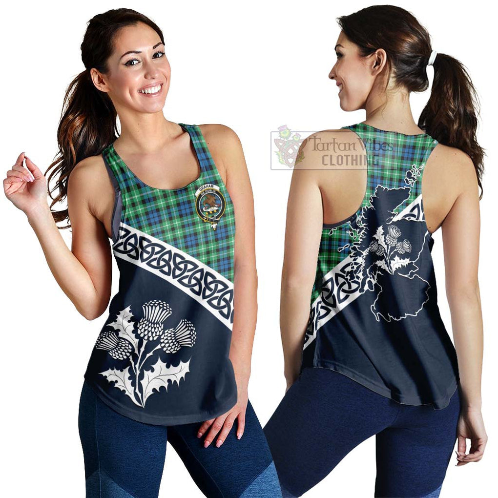 Tartan Vibes Clothing Graham Tartan Women's Racerback Tanks Featuring Thistle and Scotland Map