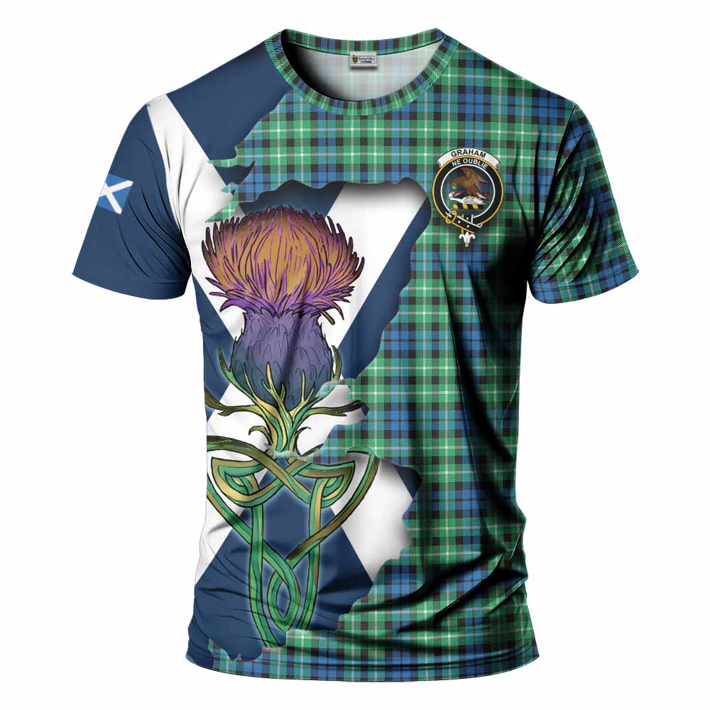 Tartan Vibes Clothing Graham Tartan Family Crest T-Shirt Scottish Thistle Celtic Inspired