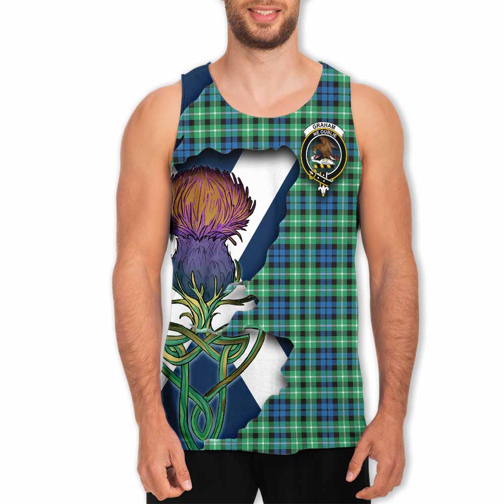 Tartan Vibes Clothing Graham Tartan Family Crest Men's Tank Top Scottish Thistle Celtic Inspired