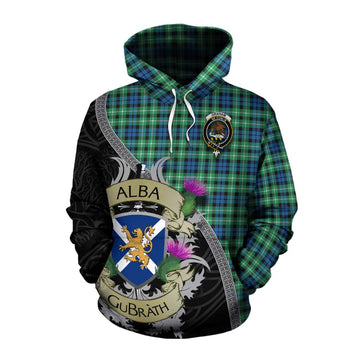 Graham Tartan Family Crest Cotton Hoodie Lion Rampant Royal Thistle Shield Celtic Inspired