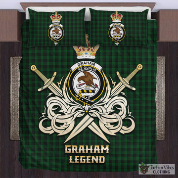 Graham Tartan Bedding Set with Clan Crest and the Golden Sword of Courageous Legacy