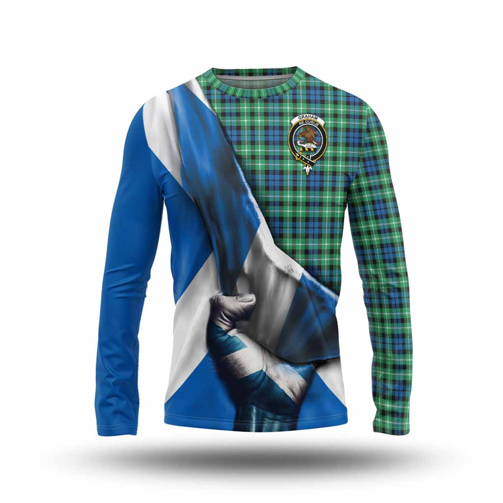 Tartan Vibes Clothing Graham Tartan Long Sleeve T-Shirt with Family Crest Scotland Patriotic Style