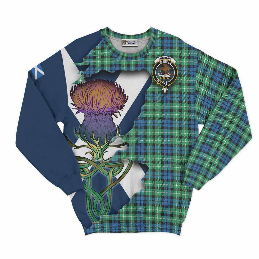 Tartan Vibes Clothing Graham Tartan Family Crest Sweatshirt Scottish Thistle Celtic Inspired