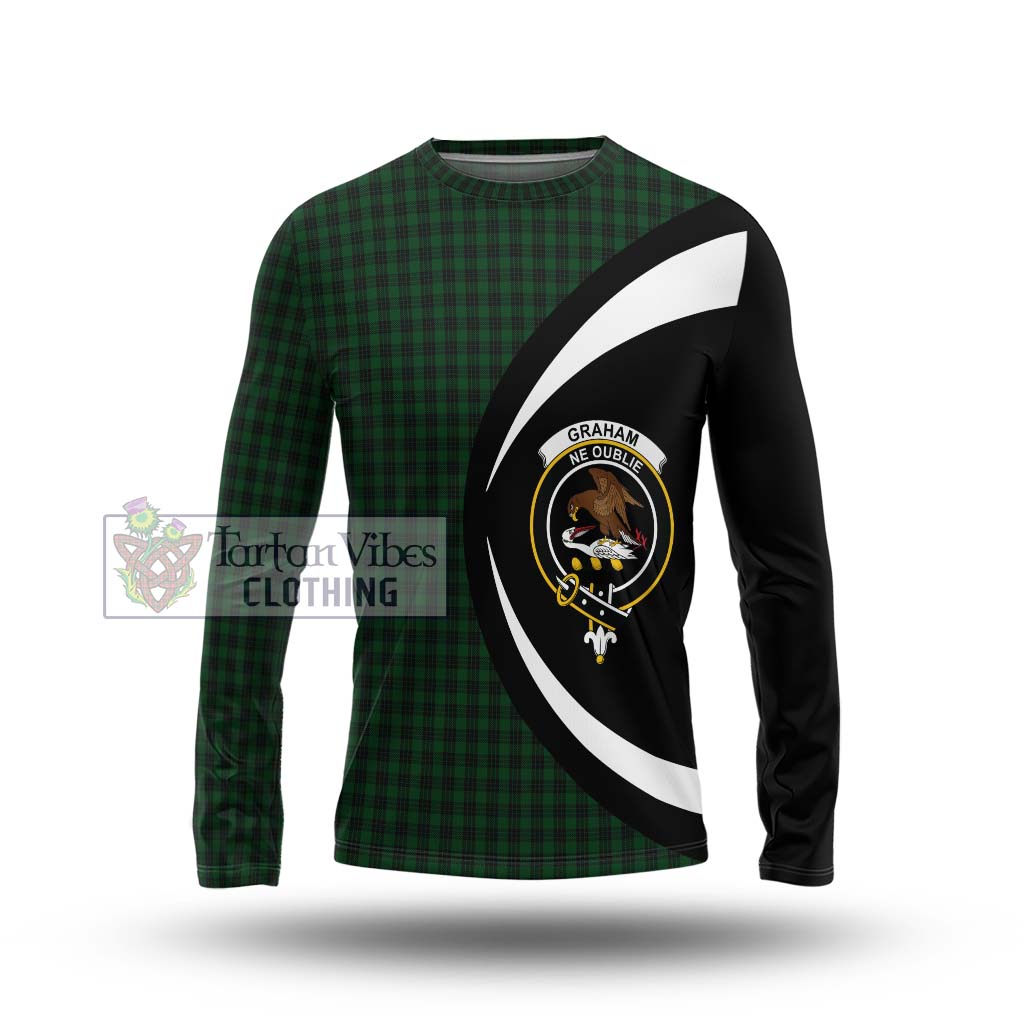 Graham Tartan Long Sleeve T-Shirt with Family Crest Circle Style Unisex - Tartan Vibes Clothing