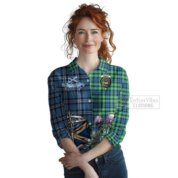Tartan Vibes Clothing Graham Tartan Women's Casual Shirt Happy St. Andrew's Day Half Tartan Style