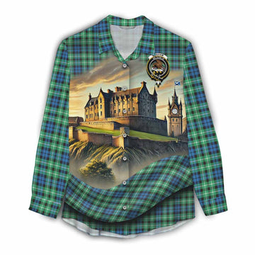 Tartan Vibes Clothing Graham Tartan Family Crest Women's Casual Shirt with Scottish Ancient Castle Style