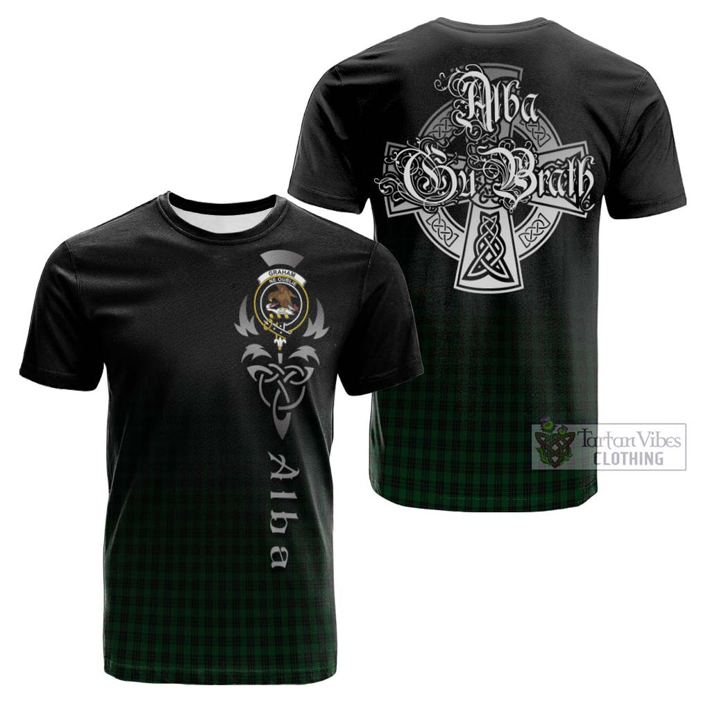 Tartan Vibes Clothing Graham Tartan Cotton T-shirt Featuring Alba Gu Brath Family Crest Celtic Inspired