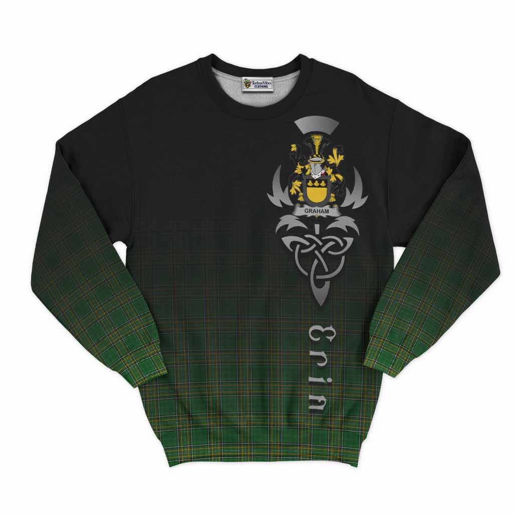 Tartan Vibes Clothing Graham Irish Clan Sweatshirt with Coat of Arms Erin Go Bragh Celtic Inspired