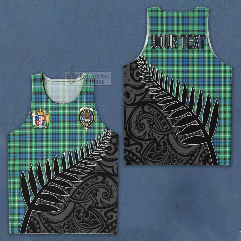 Tartan Vibes Clothing Graham Crest Tartan Men's Tank Top with New Zealand Silver Fern Half Style
