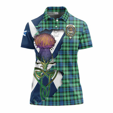 Graham Tartan Family Crest Women's Polo Shirt Scottish Thistle Celtic Inspired